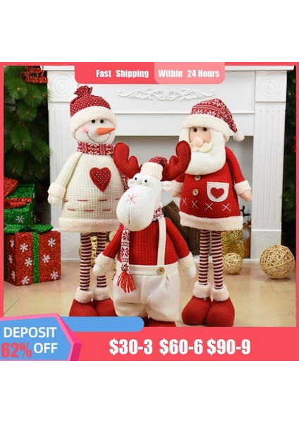 391-1 1 Adet Büyük Boy Noel Bebek Geri Çekilebilir Noel Baba Kardan Adam Elk Noel Figürleri Noel Dekorasyon Çocuk Için Hediye Noel Ağacı Süsleme (Yurt Dışından)