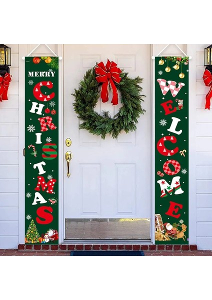 N Noel Sundurma Burcu, Buffalo Ekose Dekor Merry Christmas Kapı Afiş Noel Ev Yard Ön Kapı Navidad Için Asılı Dekorasyon (Yurt Dışından) modelleri