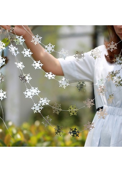 Kar Tanesi Gümüş 2021 Navidad Dekor 4m Twinkle Yıldız Kağıt Çelenk Asılı Süsler Merry Christmas Süslemeleri Ev Yeni Yıl 2022 Malzemeleri Için (Yurt Dışından)