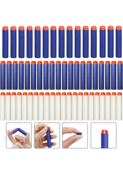 Gözeneksiz Mavi 10 Adet 10/50/100 Adet Nerf Bullets Eva Yumuşak Içi Boş Delik Kafa 7.2 cm Dolum Mermi Dart Nerf Oyuncak Tabanca Aksesuarları Nerf Blasters Için (Yurt Dışından)