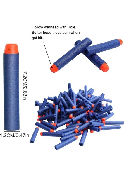 Gözeneksiz Mavi 10 Adet 10/50/100 Adet Nerf Bullets Eva Yumuşak Içi Boş Delik Kafa 7.2 cm Dolum Mermi Dart Nerf Oyuncak Tabanca Aksesuarları Nerf Blasters Için (Yurt Dışından)