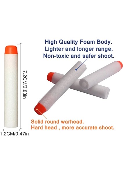Gözeneksiz Mavi 10 Adet 10/50/100 Adet Nerf Bullets Eva Yumuşak Içi Boş Delik Kafa 7.2 cm Dolum Mermi Dart Nerf Oyuncak Tabanca Aksesuarları Nerf Blasters Için (Yurt Dışından)