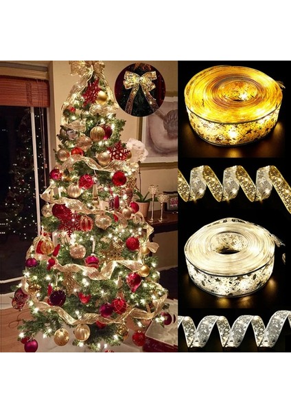 Altın-Renkli 10 M LED Şerit Peri Işıkları Noel Ağacı Süsler Dekorasyon Dıy Yaylar Işık Dize Noel Dekorasyon Ev Yeni Yıl Navidad (Yurt Dışından) fiyatları