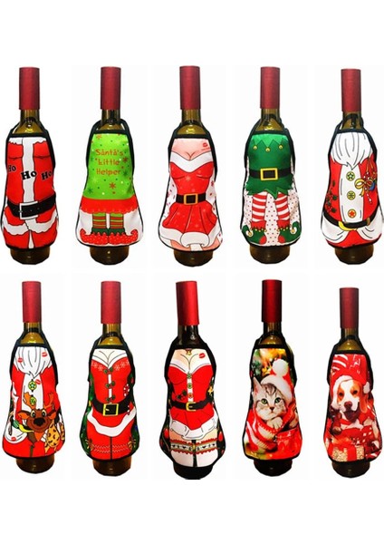 Bir Noel Önlük Kırmızı Şarap Şişesi Seti Kapak Noel Süslemeleri Yemek Masası Süsler Aile Navidad 2023 Yeni Yıl Partisi Malzemeleri (Yurt Dışından) fiyatları