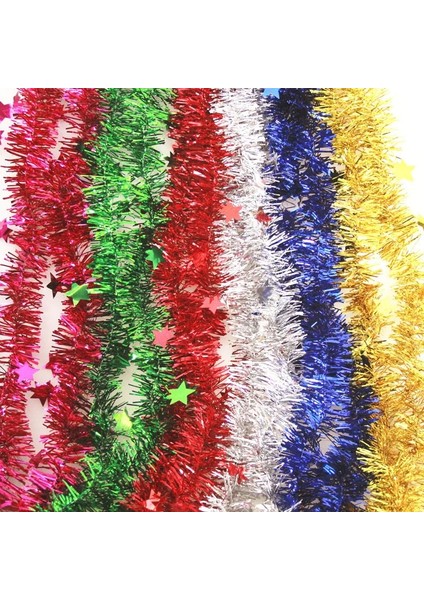 Şeker Gül 2023 2 M Folyo Tinsel Noel Ağacı Dekorasyon Şeker Çelenk Yeni Yıl Süslemeleri Ev Yıldız Folyo Tinsel Noel Dekorasyon (Yurt Dışından)