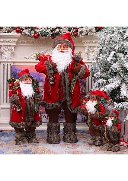 30CM 90/60/45CM Büyük Noel Baba Mutlu Noel Süslemeleri Ev Için Mutlu Yeni Yıl 2023 Kumaş Örgü Elbise Bebek Pencere Dekor (Yurt Dışından)