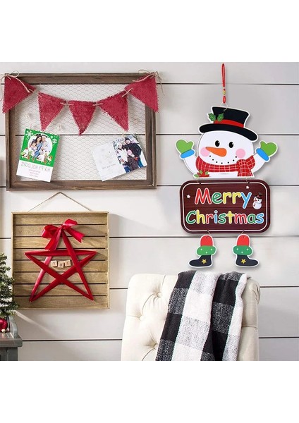 B01 Merry Christmas Kapı Askı Süsleri Kolye Noel Baba Kardan Adam Banner Tatil Yeni Yıl Partisi Dekorasyon Navidad Çocuklar Hediye (Yurt Dışından)
