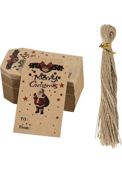 R01 100 Adet Noel Hediye Kartı Etiketi Noel Baba Merry Christmas Etiketleri Mevcut Ambalaj Dekor Yeni Yıl Noel Süsleme Kraft Kağıt (Yurt Dışından)