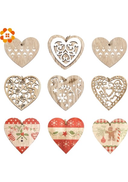 3PCS-2080-HEART 3pcs Güzel Kalp Çok Stilleri Ahşap Kalp Kolye Süsler Ahşap El Sanatları Aşk Hediyeleri Dıy Askı Süsleri Düğün Süslemeleri (Yurt Dışından)