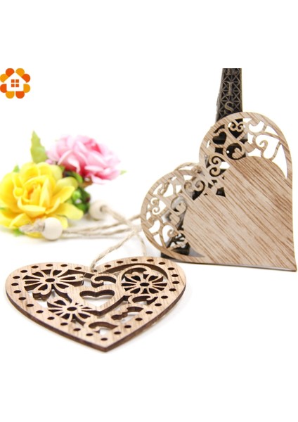 3PCS-2080-HEART 3pcs Güzel Kalp Çok Stilleri Ahşap Kalp Kolye Süsler Ahşap El Sanatları Aşk Hediyeleri Dıy Askı Süsleri Düğün Süslemeleri (Yurt Dışından)