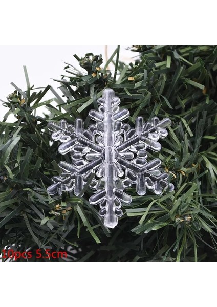 B02-5.5CM-10 Adet 10 Adet Noel Süsler Kristal Akrilik Şeffaf Kar Tanesi Kolye Noel Ağacı Asılı Dekorlar Yeni Yıl Noel Partisi Kaynağı (Yurt Dışından)