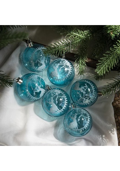 B05 6 Adet 6 cm Narin Şeffaf Beyaz Plastik Noel Ağacı Tema Boyama Noel Topları Noel Ağacı Dekor Askı Süsleri (Yurt Dışından)