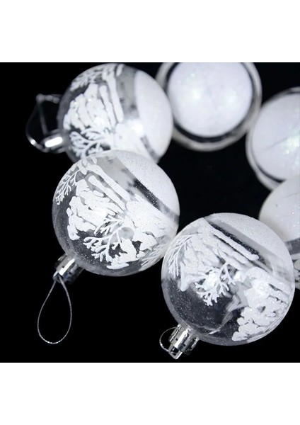 B05 6 Adet 6 cm Narin Şeffaf Beyaz Plastik Noel Ağacı Tema Boyama Noel Topları Noel Ağacı Dekor Askı Süsleri (Yurt Dışından)