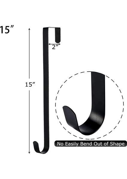 Siyah Genişlik 1cm 30CM Ön Kapı Için Çelenk Askısı - Cadılar Bayramı Noel Paskalya Dekorasyonu Kapı Üzeri Metal Tek Kanca Süs Çelengi Kapı Askısı (Yurt Dışından)