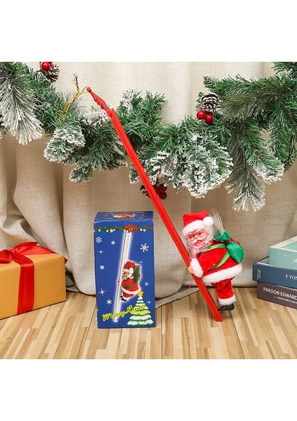 F Tipi Pil Yok Noel Elektrikli Noel Baba Tırmanma Merdiveni Peluş Bebek Yaratıcı Müzik Baba Noel Çocuk Oyuncak Hediye Yeni Yıl Dekorasyon 2023 (Yurt Dışından)