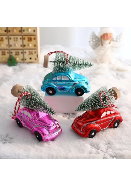 C3-16X7CM Kırmızı Mavi Noel Araba Ağacı Süsleri ile 2023 Navidad Noel Dekorasyon Noel Ağacı Kolye Yeni Yıl Partisi Çocuklar Için Hediyeler (Yurt Dışından)