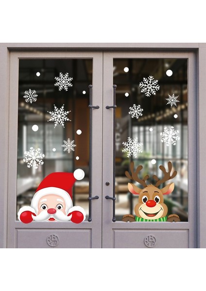 18 Noel Cam Çıkartmaları Ev Dekor Süsler Noel Kar Tanesi Noel Baba Kapı Vitrin Etiket Yeni Yıl Noel Dekorasyon (Yurt Dışından) fiyatları