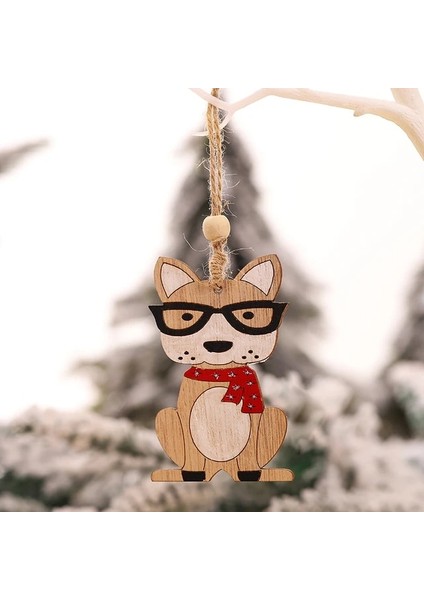 Gözlük Köpek Noel Yeni Yıl Noel Ağacı Süsler Kolye Dekor Ev Çocuk Oyuncakları Hediye Noel Süslemeleri Ahşap Boyalı Renkli Araba (Yurt Dışından)