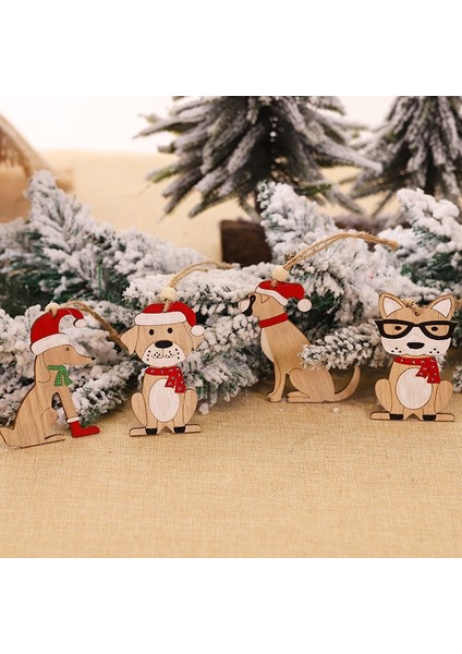 Gözlük Köpek Noel Yeni Yıl Noel Ağacı Süsler Kolye Dekor Ev Çocuk Oyuncakları Hediye Noel Süslemeleri Ahşap Boyalı Renkli Araba (Yurt Dışından) fırsatları