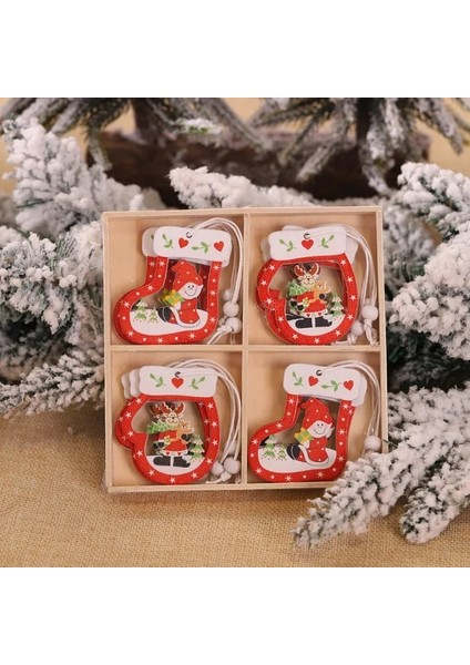 N04-12 Adet 1 Kutu Yaratıcı Hollow Noel Kar Taneleri Ahşap Melek Kolye Süsler Noel Ağacı Süsleme Noel Dekorasyon Çocuklar Için Hediye (Yurt Dışından)