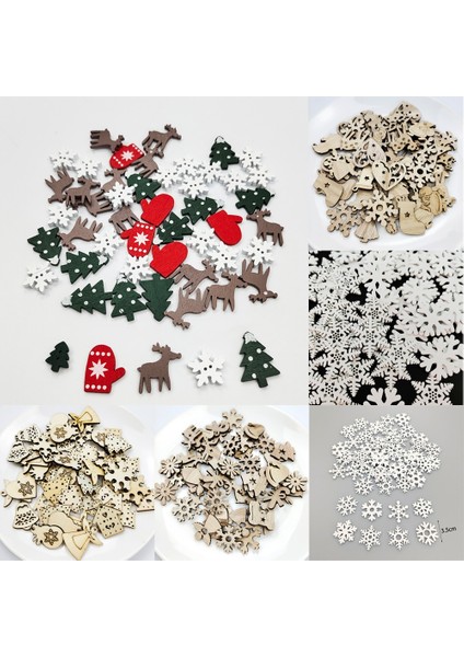 C 50 Adet 50 Adet Ahşap Süsler Noel Ahşap Dekoratif Baba Kar Tanesi Ahşap Kesme Dilimleri Diy El Sanatları Noel Süsleri (Yurt Dışından) fiyatları