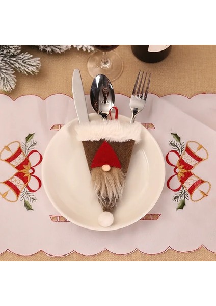 2 Adet-I 2 Adet Yüzü Olmayan Bebek Noel Baba Sofra Tutucu Çanta Çatal Bıçak Çatal Tutucu Çanta Kapak Ev Için Noel Süslemeleri 2023 Noel (Yurt Dışından)