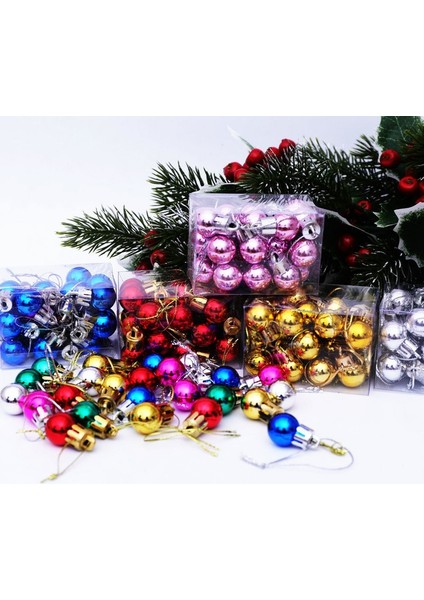Altın 2 cm 24 Adet 2 cm Renkli Noel Topları Kolye Noel Dekorasyon Ev Için Yeni Yıl 2023 Noel Hediyeleri Navidad 2022 Dekor Süsleme (Yurt Dışından)