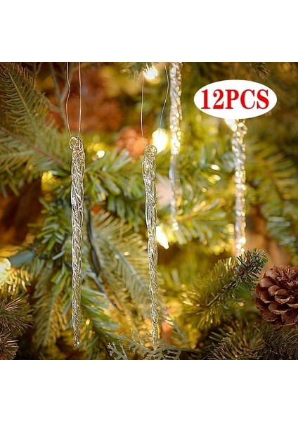 Temizle Noel Dekorasyon 12 Adet/torba Simülasyon Buz Noel Ağacı Asılı Süsleme Sahte Icicle Sahne Noel Ağacı Süslemeleri Kış Partisi (Yurt Dışından) fiyatları