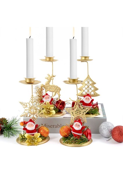 E08 Navidad Noel Mumluk Noel Ağacı Şamdan Masa Süsleme Süslemeleri Noel Yeni Yıl Partisi Yemeği Süslemeleri Için (Yurt Dışından)