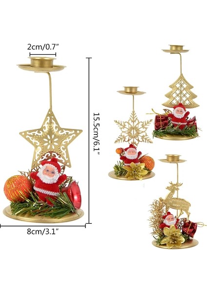 E08 Navidad Noel Mumluk Noel Ağacı Şamdan Masa Süsleme Süslemeleri Noel Yeni Yıl Partisi Yemeği Süslemeleri Için (Yurt Dışından)