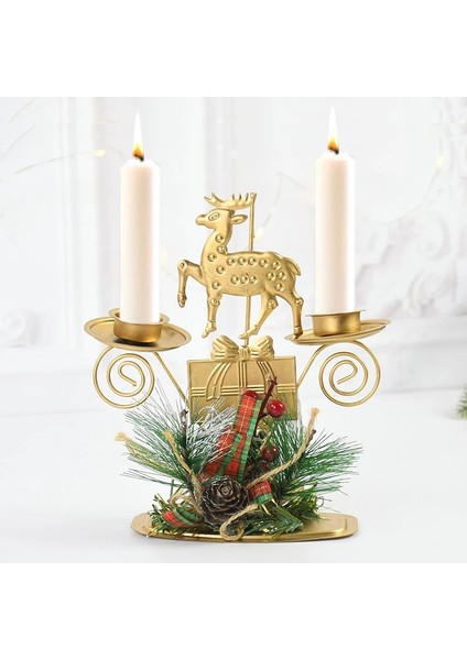E08 Navidad Noel Mumluk Noel Ağacı Şamdan Masa Süsleme Süslemeleri Noel Yeni Yıl Partisi Yemeği Süslemeleri Için (Yurt Dışından)