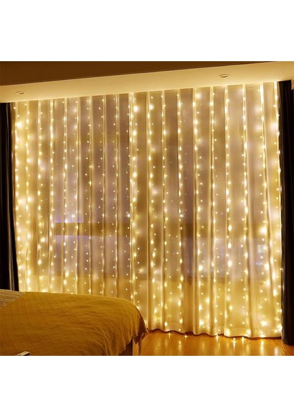 Beyaz 2 Adet 3 M x 3 M LED Perde LED Dize Işıklar 3x1 M Sıcak Işık Uzaktan Kumanda Yatak Odası Tatil Düğün Noel Dekorasyon Peri Çelenk Lambası (Yurt Dışından) fiyatları
