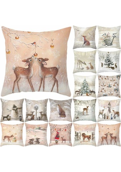 TPR478-12 Merry Christmas 45X45CM Noel Minder Örtüsü Noel Yastık Kılıfı Natal Noel 2023 Yeni Yıl Noel Dekorasyonu Ev Noel Için (Yurt Dışından)