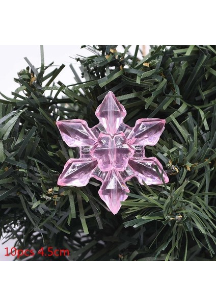 B06-4.5CM-10 Adet 10 Adet Noel Süsler Kristal Akrilik Şeffaf Kar Tanesi Kolye Noel Ağacı Asılı Dekorlar Yeni Yıl Noel Partisi Kaynağı (Yurt Dışından)