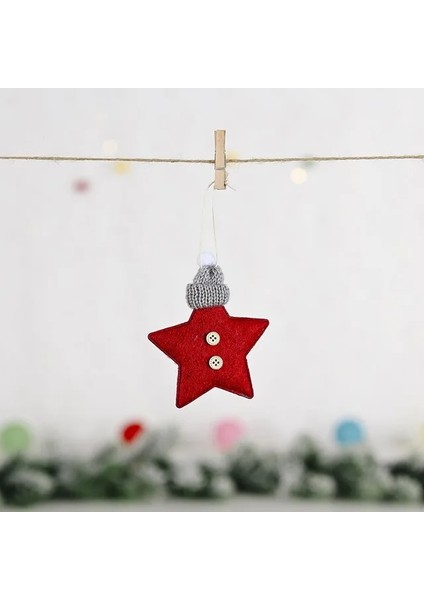 06- Kırmızı Yıldız Noel Süsleri Ahşap Elk Asılı Kolye Süs Ev Yeni Yıl Için Noel Ağacı Süslemeleri 2022 Noel Navidad Новый Год (Yurt Dışından)