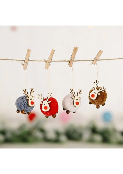 06- Kırmızı Yıldız Noel Süsleri Ahşap Elk Asılı Kolye Süs Ev Yeni Yıl Için Noel Ağacı Süslemeleri 2022 Noel Navidad Новый Год (Yurt Dışından)