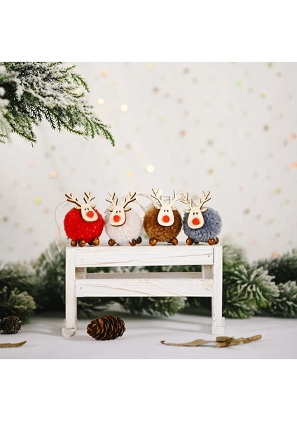 06- Kırmızı Yıldız Noel Süsleri Ahşap Elk Asılı Kolye Süs Ev Yeni Yıl Için Noel Ağacı Süslemeleri 2022 Noel Navidad Новый Год (Yurt Dışından)