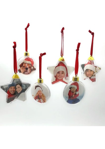 7 cm Top Şekli Şeffaf Noel Topu Yuvarlak Beş Yıldızlı Fotoğraf Çerçevesi Kolye Noel Ağacı Asılı Top Resim Tutucu Noel Ağacı Süsler (Yurt Dışından) fiyatları