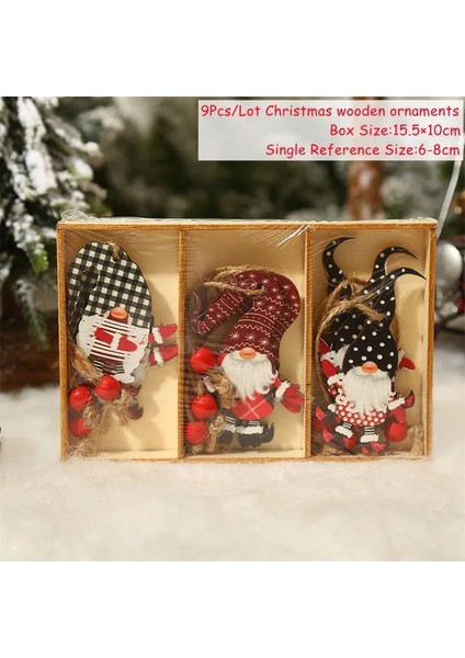 SDG88-9PCS Siyah Şapka Navidad 2023 Noel 4-12PCS Gnome Ahşap Ağaç Kolye Süsler Ev Için Yeni Yıl 2024 Hediye Noel Süslemeleri Doğum Noel Deco (Yurt Dışından)