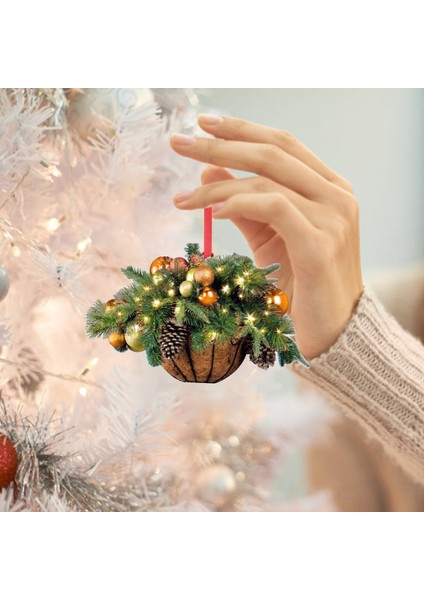 B Tek Boyut Dekorasyon Ahşap Asılı Sepet Noel Önceden Aydınlatılmış Hediye Süsleri Noel Yapay Asılı Kolye Dekorasyonu # 50G (Yurt Dışından) fırsatları