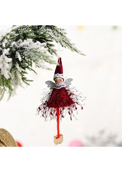 03-Red Noel Tüy Peluş Melek Bebek Asılı Kolye Noel Ağacı Süsler Melek Ev Dekor Dolap Asılı Oyuncak Çocuklar Hediye (Yurt Dışından)
