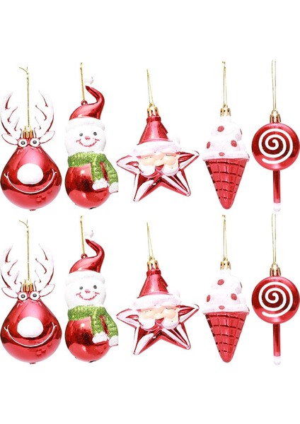 24 Adet 3 Cm-Gül Altın Noel Ağacı Kolye Kutulu Galvanik Lolipop Kardan Adam Elk Noel Süsleri 2023 Yeni Yıl Noel Ev Dekor Navidad Hediyeler (Yurt Dışından)