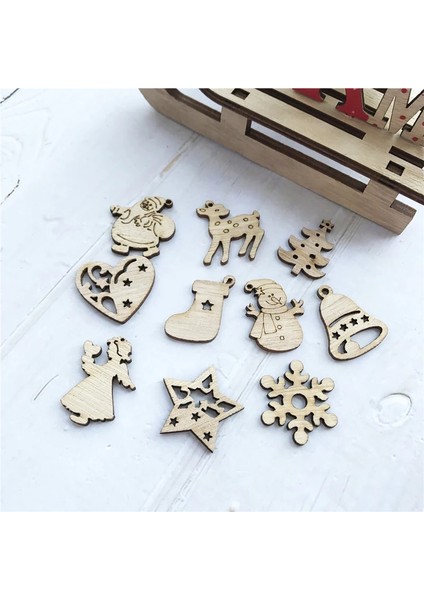 No.1 50 Adet Dıy Doğal Ahşap Çip Noel Baba Noel Ağacı Askı Süsleri Kolye Çocuklar Hediyeler Kardan Adam Ağacı Şekli Noel Dekorasyon (Yurt Dışından) modelleri