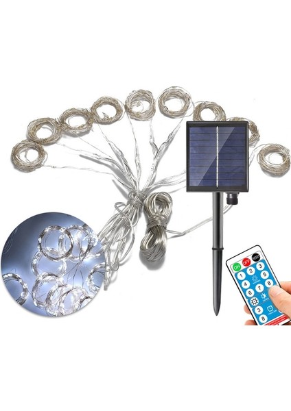 Soğuk Beyaz 3x2 M 200LED Güneş Perdesi Işık Açık Su Geçirmez LED Güneş Enerjisi Peri Garland Dize Işıkları Yard Bahçe Noel Partisi Düğün Için (Yurt Dışından)
