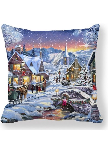 Stil 4 45X45CM 40 Stil Mutlu Yeni Yıl 2023 Merry Christmas Süslemeleri Ev Santa Elk Kanepe Süsleri Minder Örtüsü 45X45CM Navidad T126 (Yurt Dışından)
