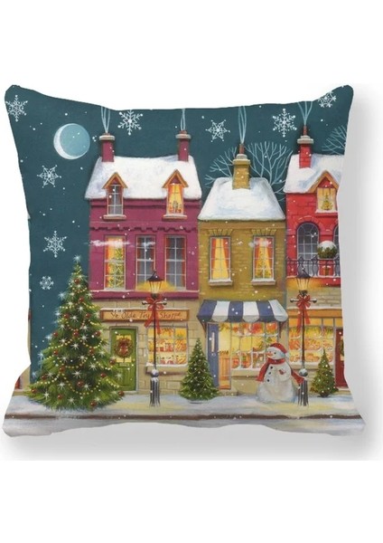 Stil 16 45X45CM 40 Stil Mutlu Yeni Yıl 2023 Merry Christmas Süslemeleri Ev Santa Elk Kanepe Süsleri Minder Örtüsü 45X45CM Navidad T126 (Yurt Dışından)