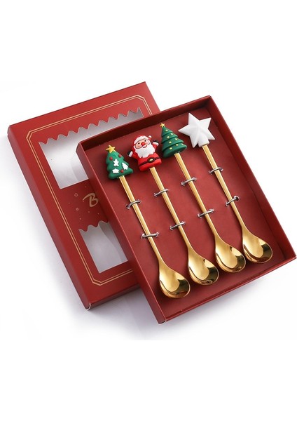 Gümüş Yıldız Çatal-G 4 Adet Metal Merry Christmas Kaşık Kahve Kaşığı Sofra Süsler Noel Partisi Süslemeleri Mutfak Malzemeleri Yeni Yıl 2023 Hediyeler (Yurt Dışından)