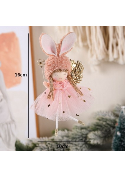 22-022 Güzel Pembe Peluş Noel Melek Kız Bebek Oranments Noel Ağacı Asılı Kolye Merry Christmas Dekor Hediyeler Mutlu 2023 Noel (Yurt Dışından)