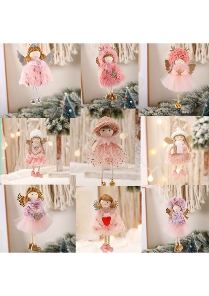 22-022 Güzel Pembe Peluş Noel Melek Kız Bebek Oranments Noel Ağacı Asılı Kolye Merry Christmas Dekor Hediyeler Mutlu 2023 Noel (Yurt Dışından)