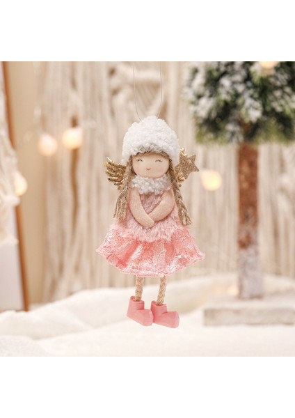 22-022 Güzel Pembe Peluş Noel Melek Kız Bebek Oranments Noel Ağacı Asılı Kolye Merry Christmas Dekor Hediyeler Mutlu 2023 Noel (Yurt Dışından)